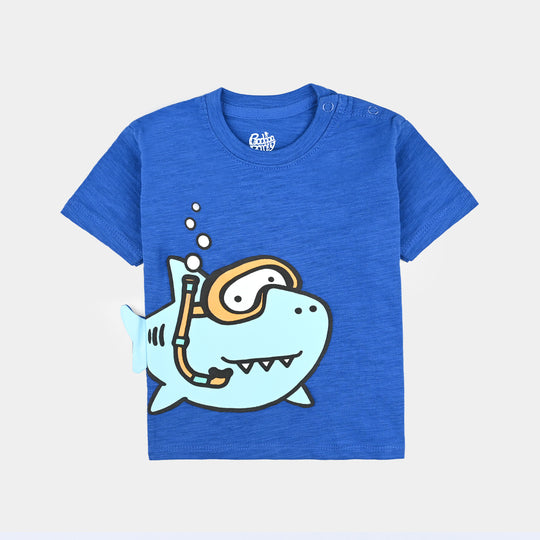 Infant Boys Cotton Jersey T-Shirt Shark-Blue