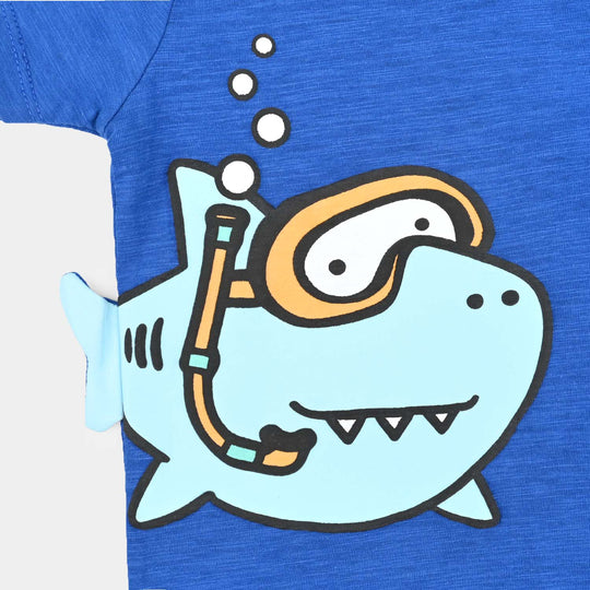 Infant Boys Cotton Jersey T-Shirt Shark-Blue