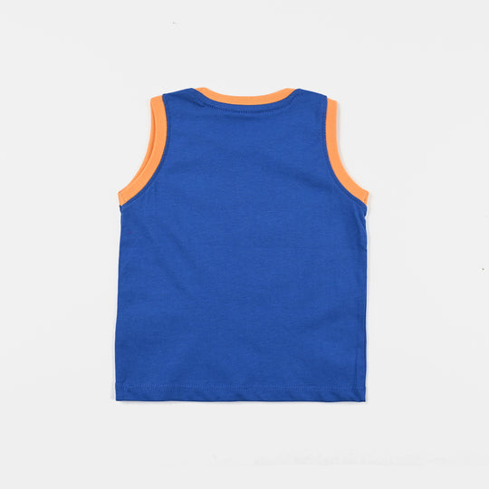 Infant Boys Cotton Jersey Sando Character-C.Blue