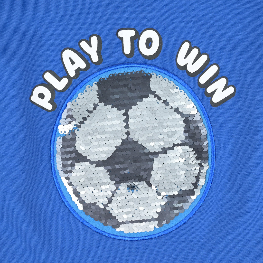 Boys Cotton Jersey T-Shirt H/S Foot Ball-C.Blue