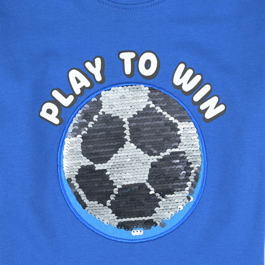 Boys Cotton Jersey T-Shirt H/S Foot Ball-C.Blue