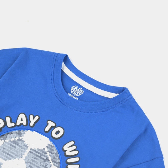 Boys Cotton Jersey T-Shirt H/S Foot Ball-C.Blue