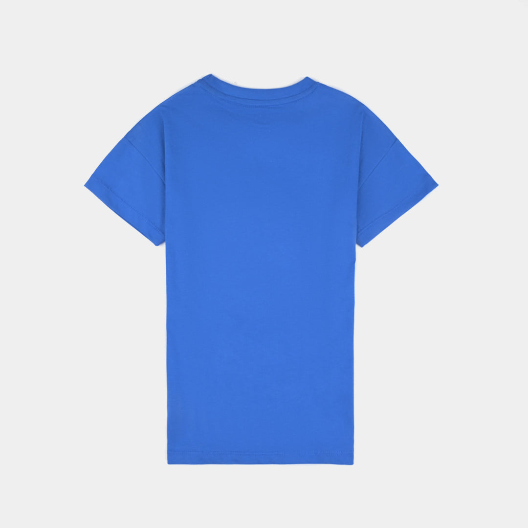 Boys Cotton Jersey T-Shirt H/S Foot Ball-C.Blue