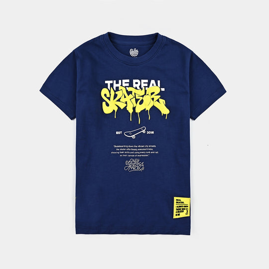 Boys Cotton Jersey T-Shirt H/S The Real Skater-Navy Blue