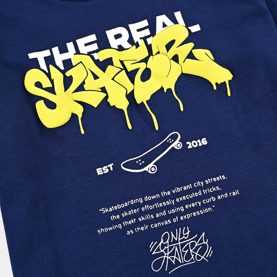 Boys Cotton Jersey T-Shirt H/S The Real Skater-Navy Blue