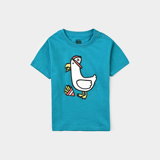 Infant Boys Cotton Jersey T-Shirt Bird-Teal