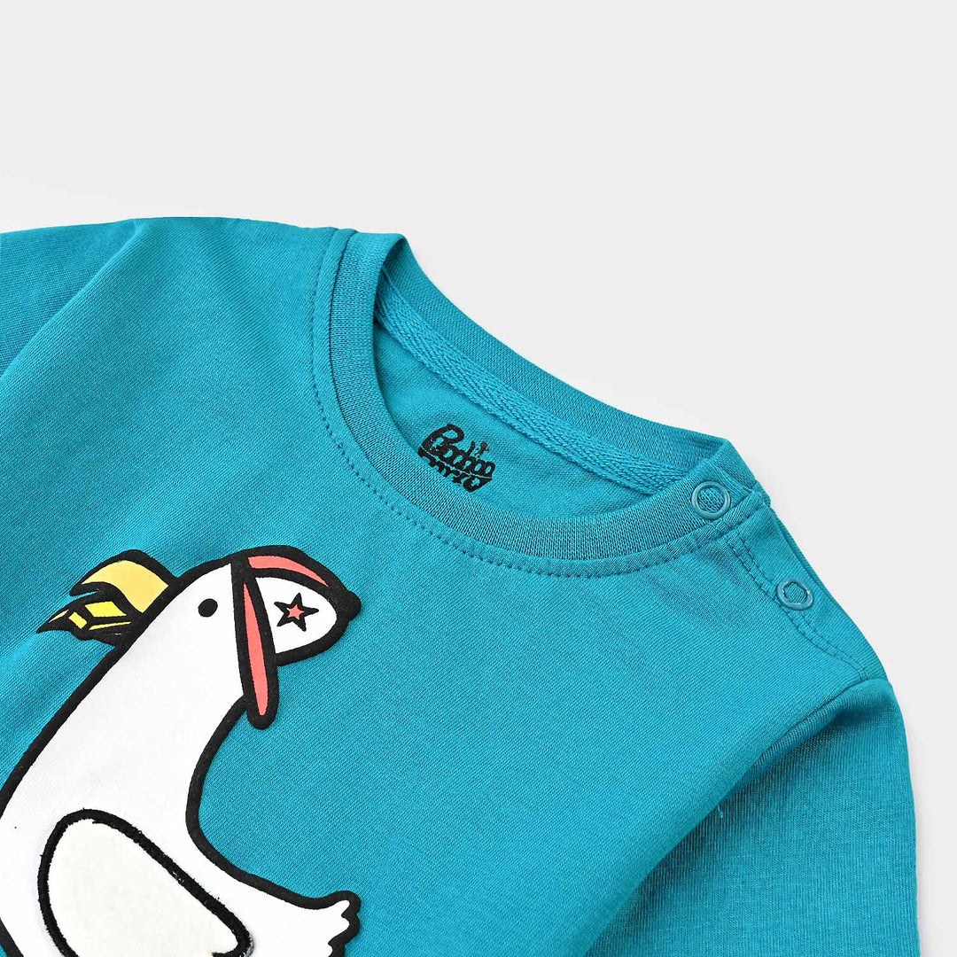 Infant Boys Cotton Jersey T-Shirt Bird-Teal