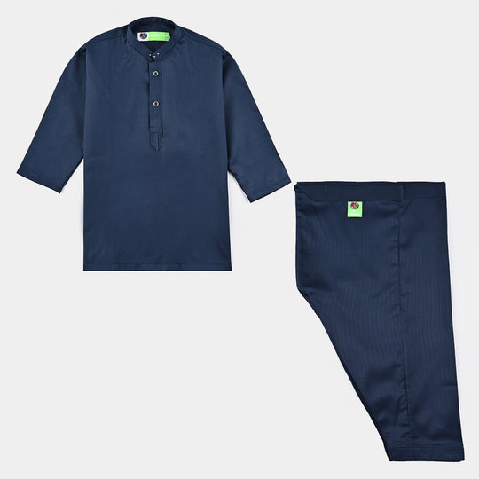 Infants Boys Poly Viscose Shalwar Suits (Cut N Sew)-NAVY