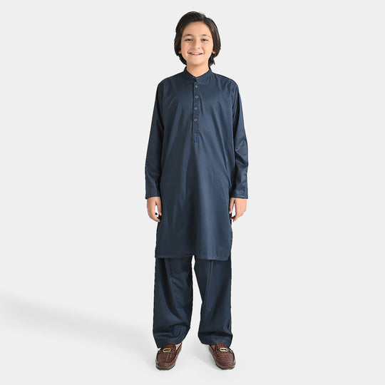 Boys Poly Viscose Shalwar Suit (Cut N Sew)-NAVY