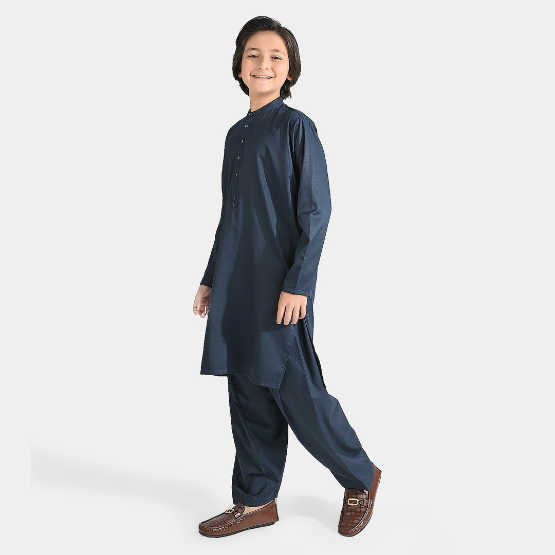 Boys Poly Viscose Shalwar Suit (Cut N Sew)-NAVY