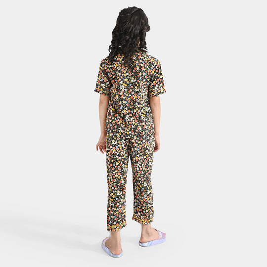 Girls Viscose Nightwear Floral-Multi