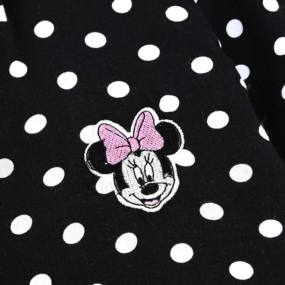 Girls Viscose Nightwear Polka Dot-BLACK