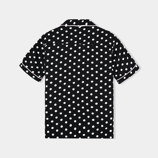 Girls Viscose Nightwear Polka Dot-BLACK