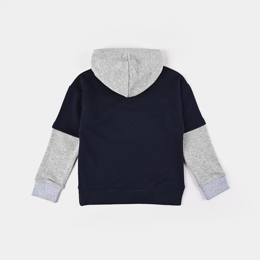 Boys Cotton Terry Sweatshirt-Navy Blue