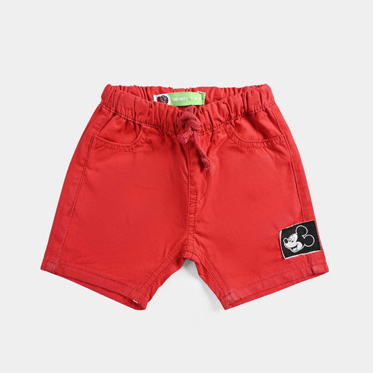 Infant Boys Cotton Twill Short-Red