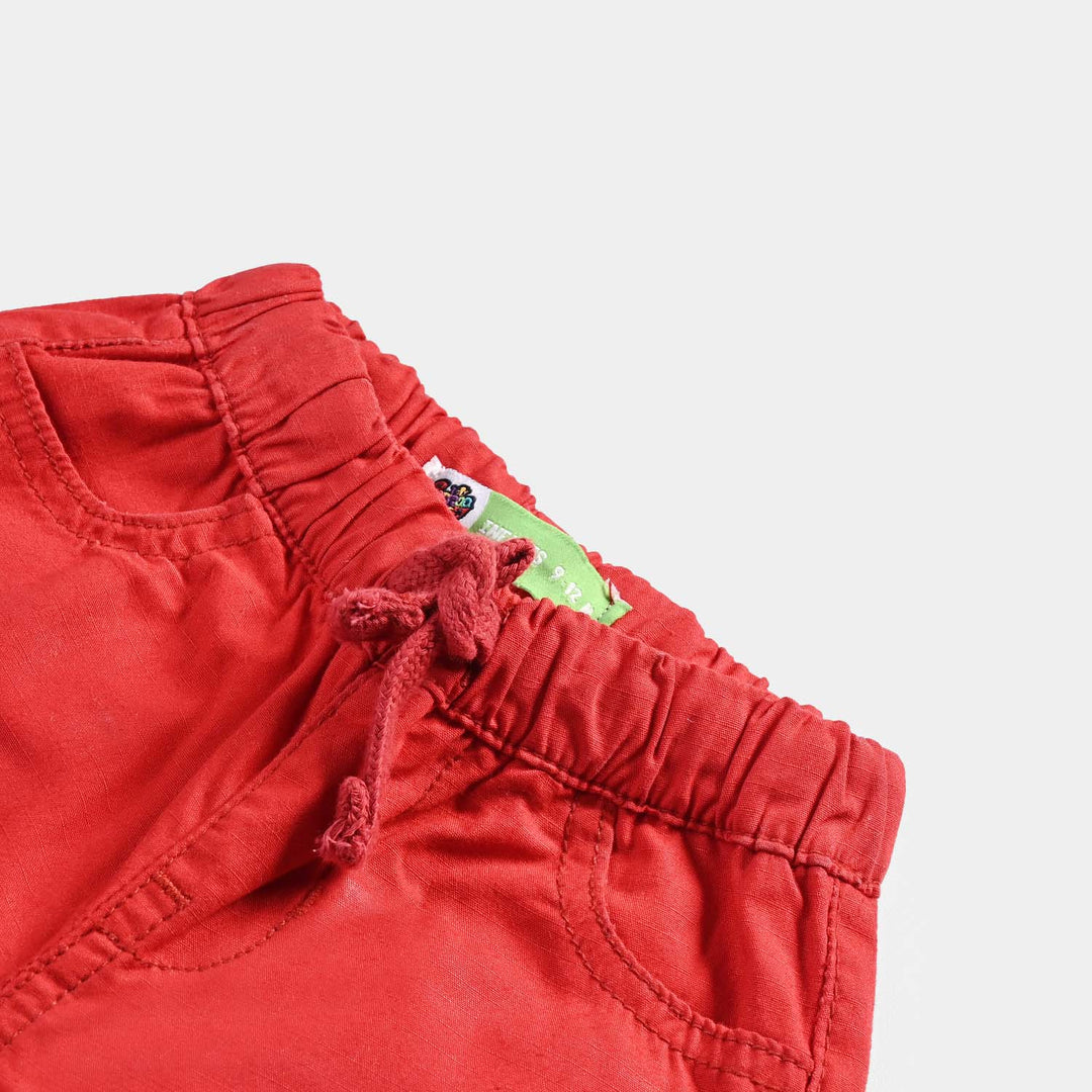 Infant Boys Cotton Twill Short-Red