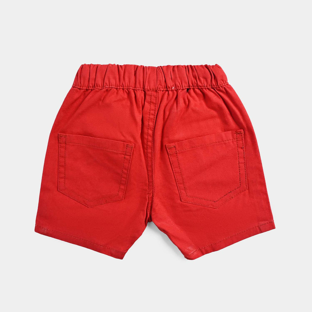 Infant Boys Cotton Twill Short-Red