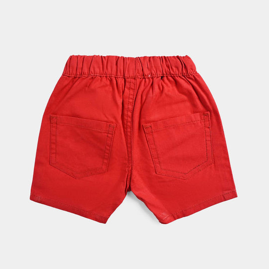 Infant Boys Cotton Twill Short-Red