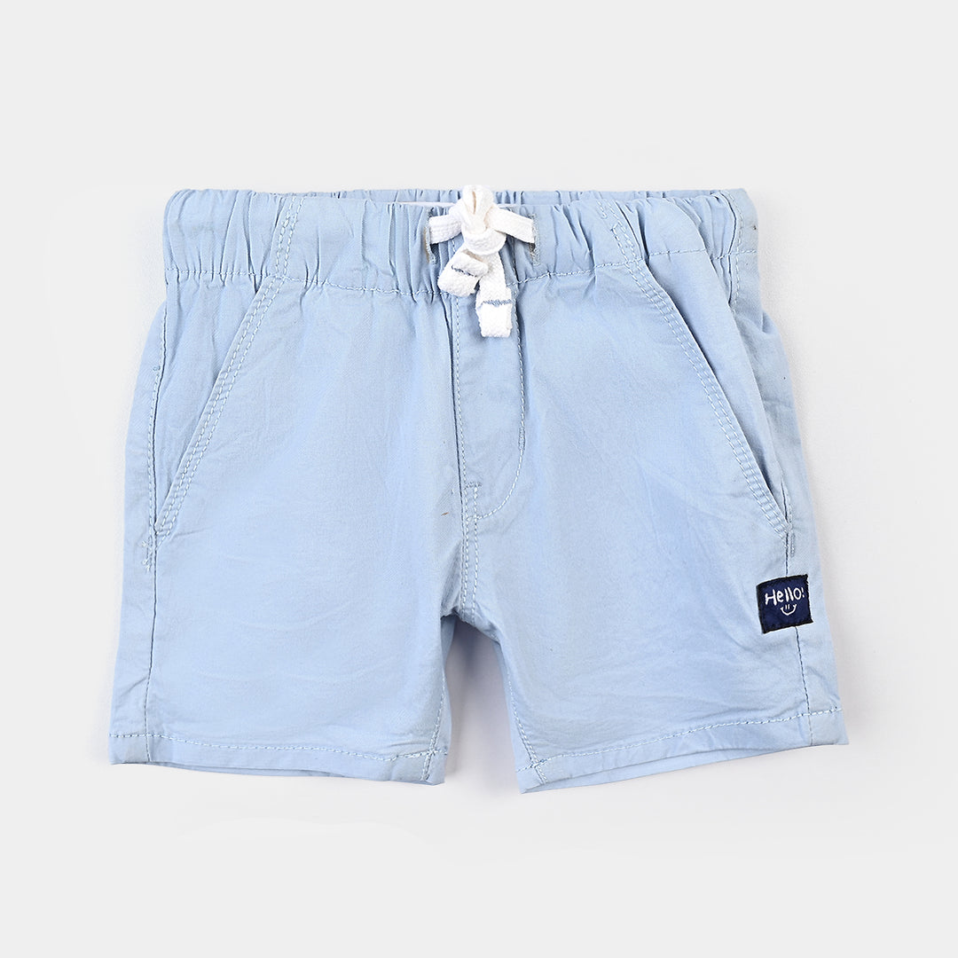 Infant Boys Cotton Twill Short Hello-Lt-BLUE