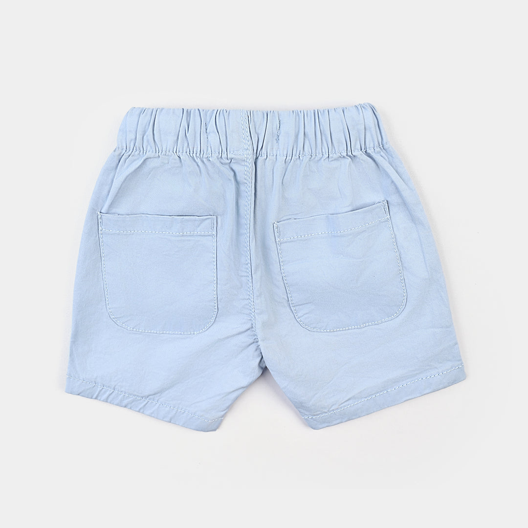 Infant Boys Cotton Twill Short Hello-Lt-BLUE