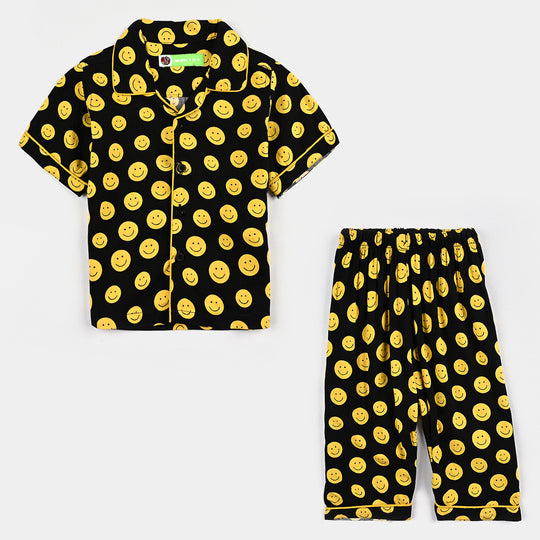 Boys Viscose Nightwear Smiley-BLACK