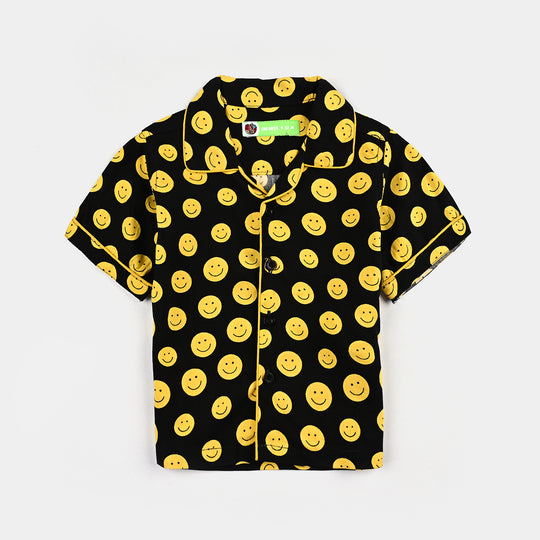 Boys Viscose Nightwear Smiley-BLACK