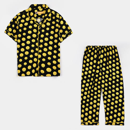 Boys Viscose Nightwear Smiley - BLACK