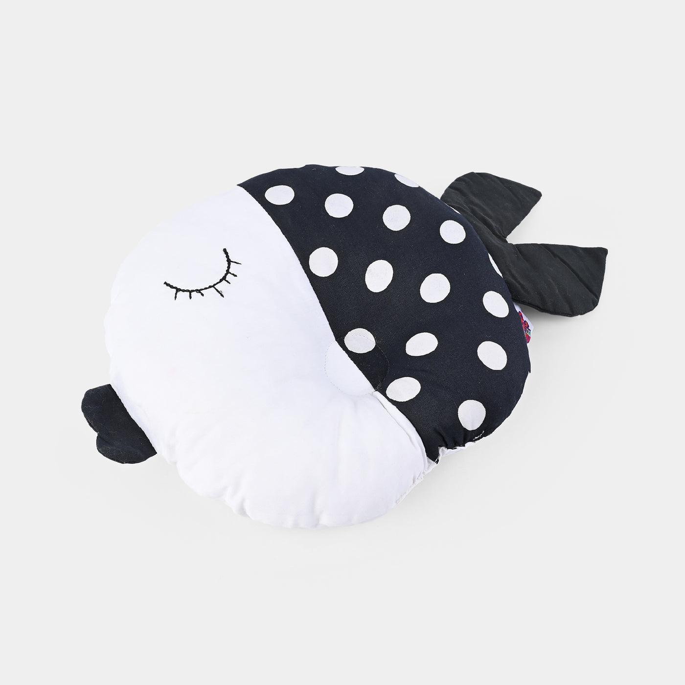 Baby Round Fish Pillow | Black Dot