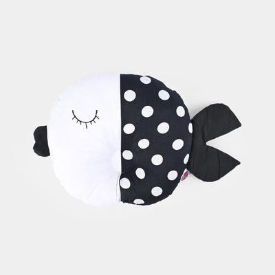 Baby Round Fish Pillow | Black Dot