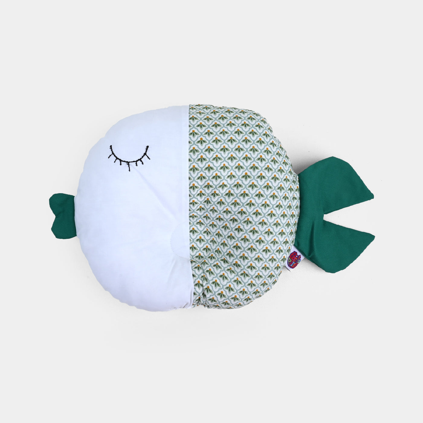 Baby Round Fish Pillow | Green Flower