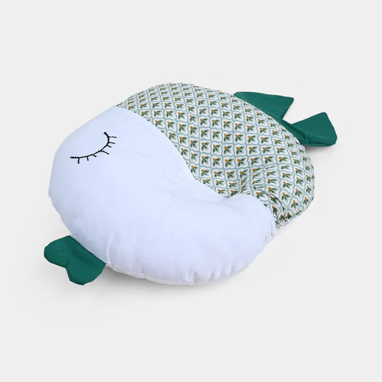 Baby Round Fish Pillow | Green Flower