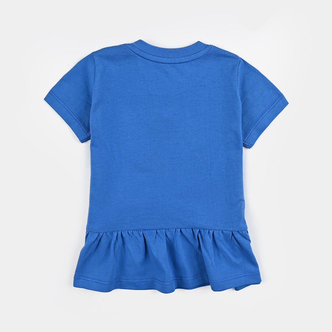 Infant Girls Cotton Jersey Knitted Frock-D.Blue