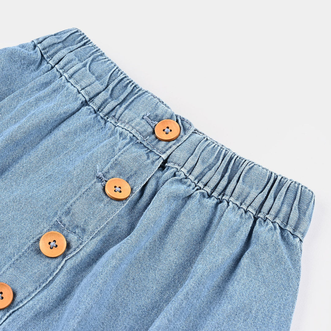 Girls Denim Skirt Heart Pockets-LIGHT BLUE