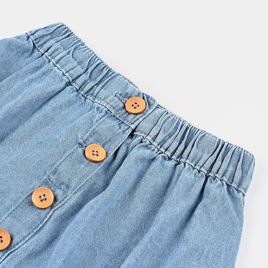 Girls Denim Skirt Heart Pockets-LIGHT BLUE