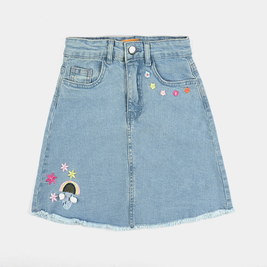 Girls Denim Viscose Skirt Mushroom-Mid Blue