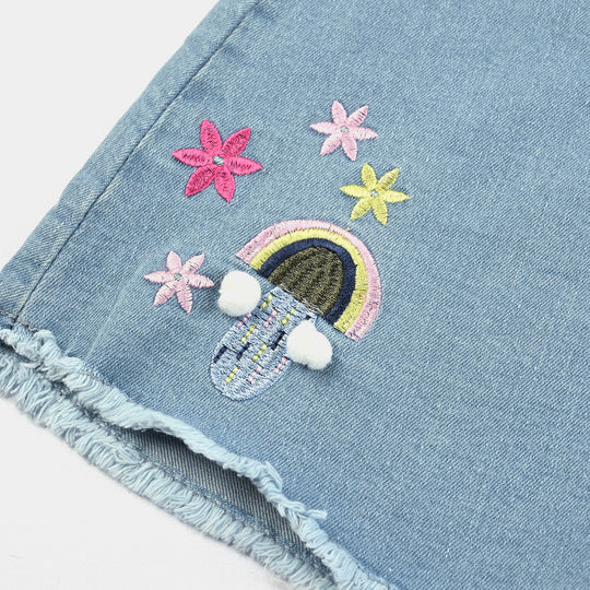 Girls Denim Viscose Skirt Mushroom-Mid Blue