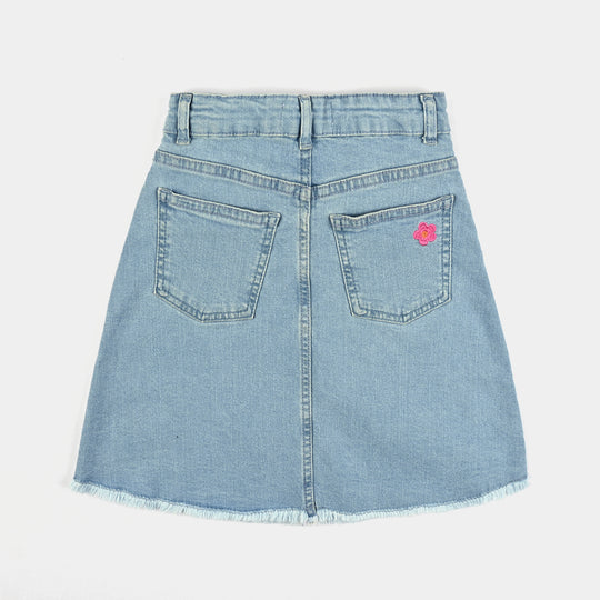 Girls Denim Viscose Skirt Mushroom-Mid Blue