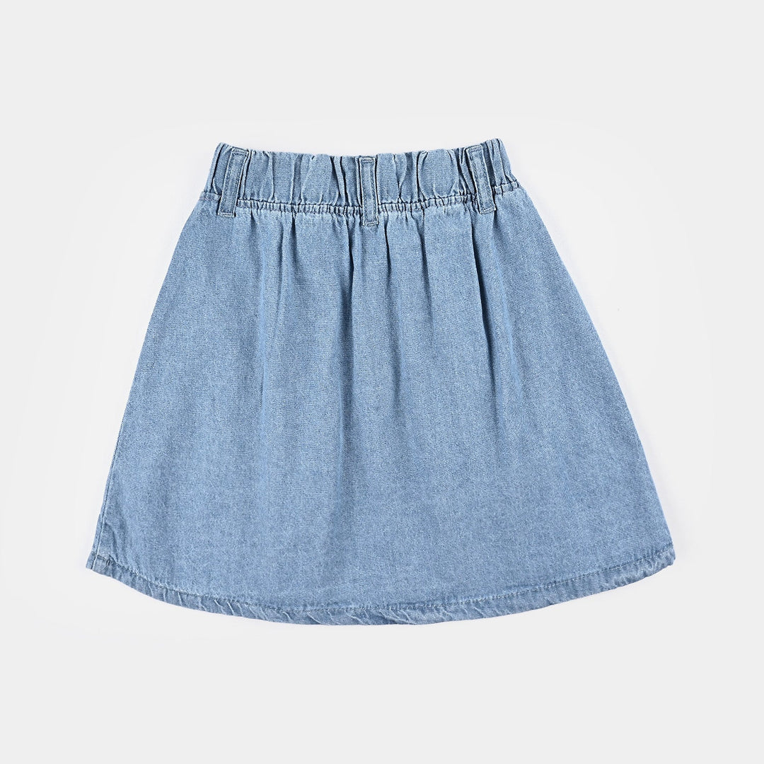 Girls Denim Skirt Pearls-LIGHT BLUE