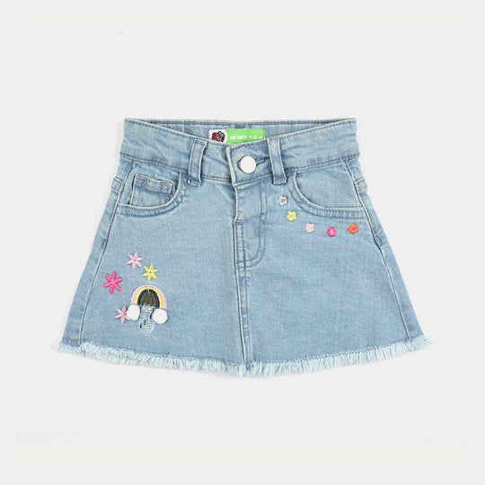 Infant Girls Denim Skirt Mushrooms-Mid.Blue