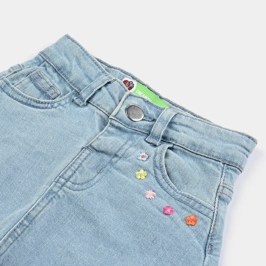 Infant Girls Denim Skirt Mushrooms-Mid.Blue