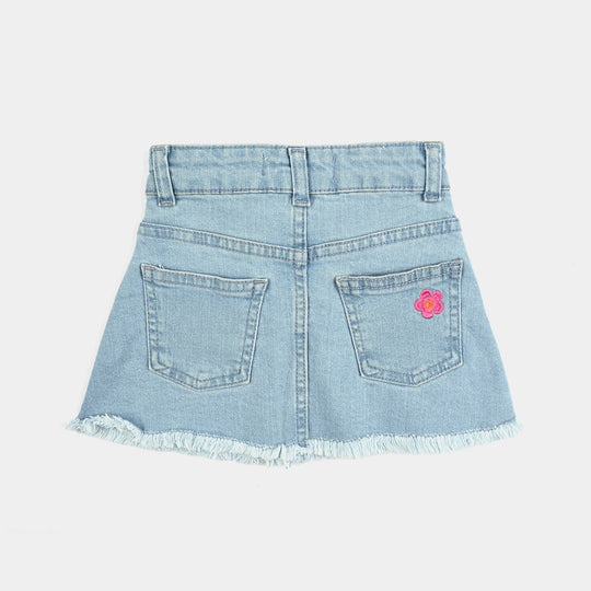 Infant Girls Denim Skirt Mushrooms-Mid.Blue