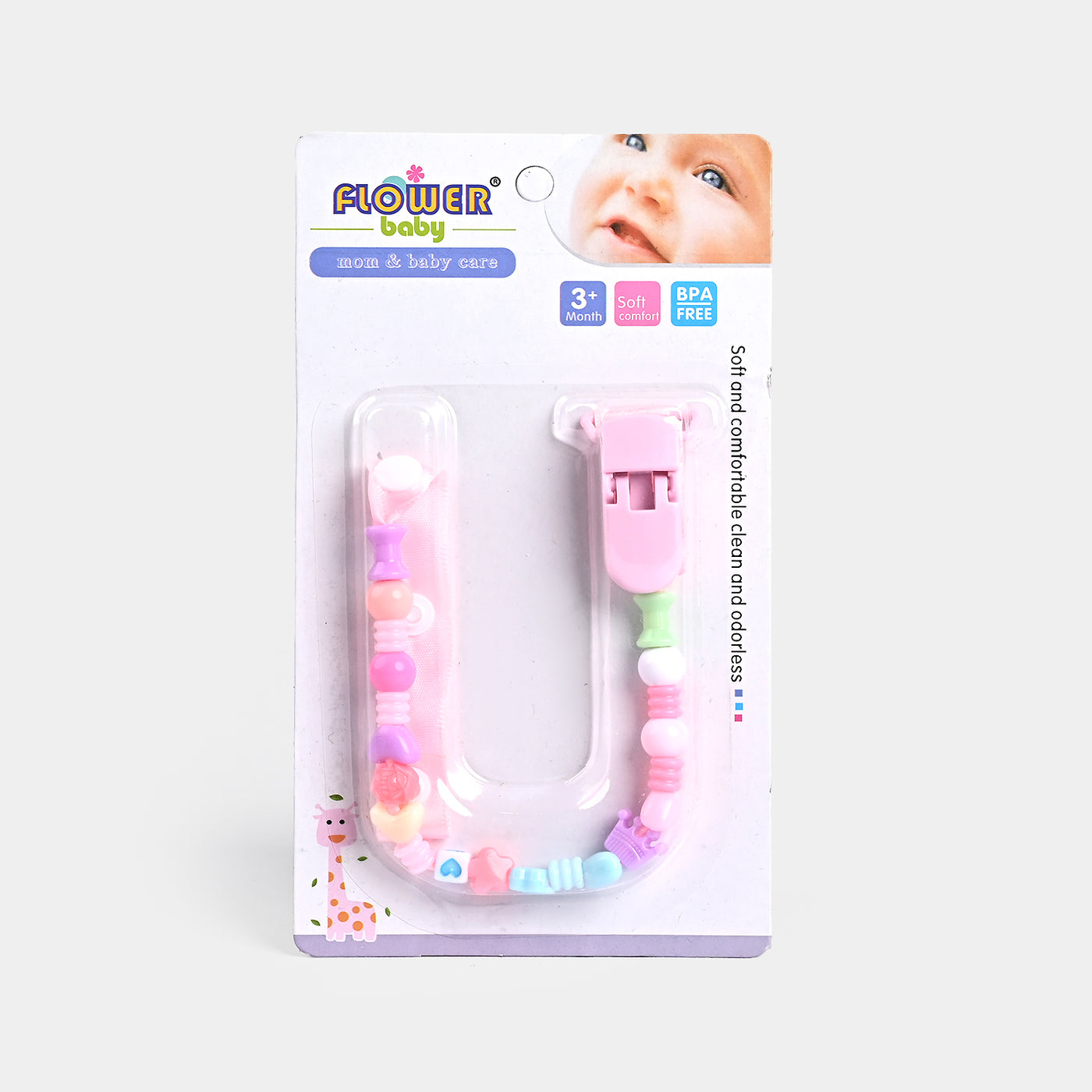 Soother Chain With Clip | Pink