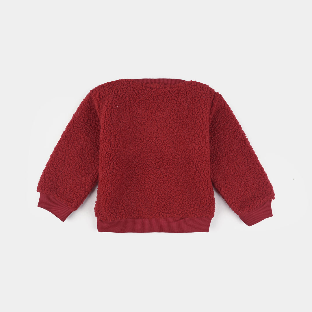 Infant Boys Sherpa Suit-Maroon