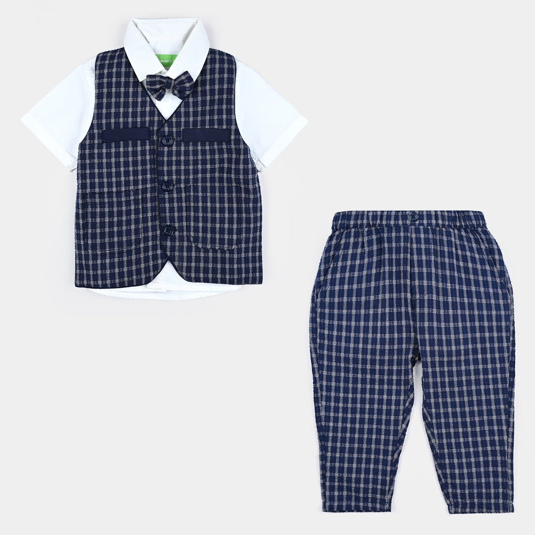 infant Boys Suit Navy Check-Coat Style-NAVY