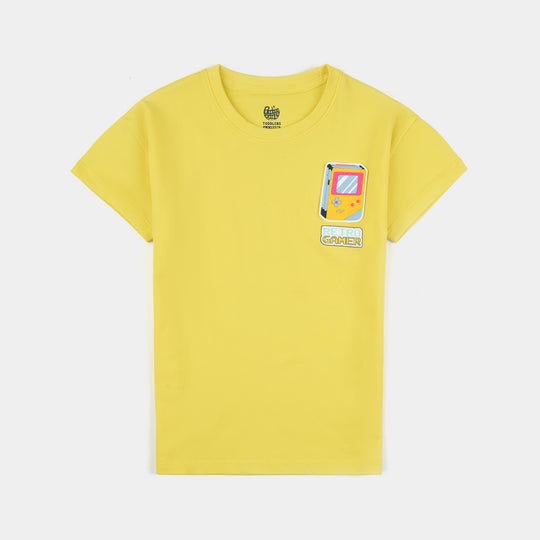 Boys Cotton Jersey T-Shirt H/S Retro Gamer-B.Yellow