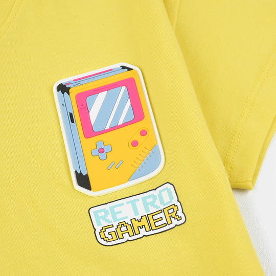 Boys Cotton Jersey T-Shirt H/S Retro Gamer-B.Yellow