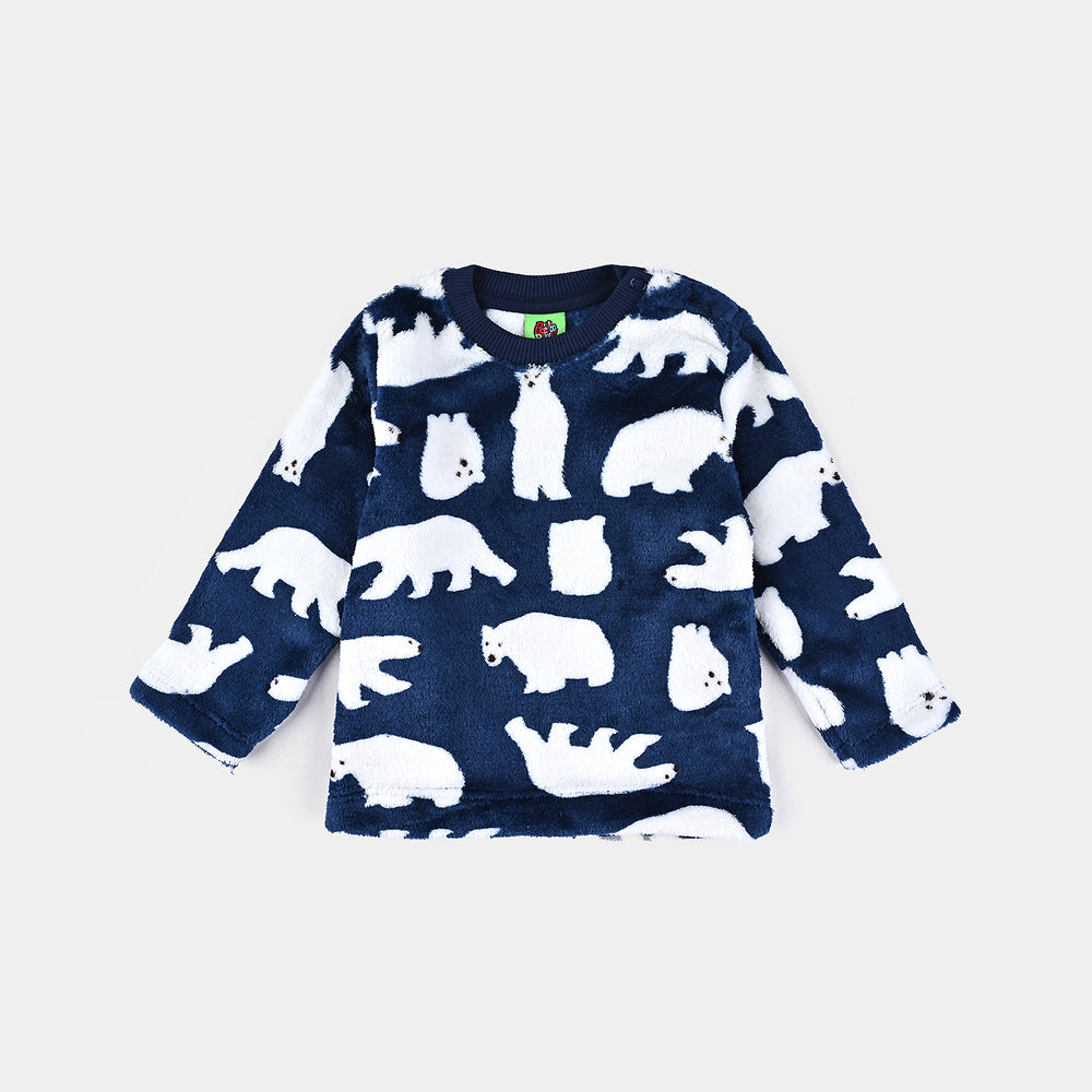 Infant Boys Sherpa Suit Bear-Blue