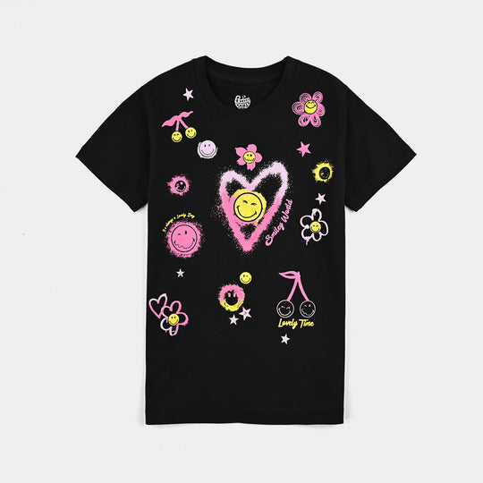 Girls Cotton Jersey T-Shirt H/S Smiley World