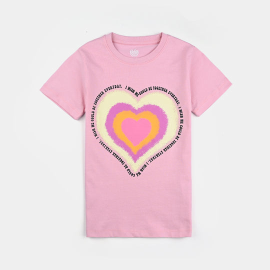 Girls Cotton Jersey T-Shirt H/S Glitter Heart