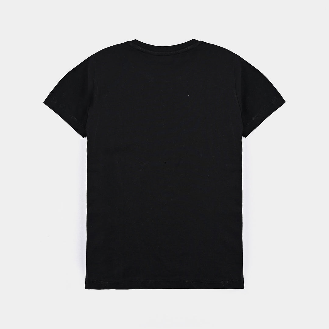 Girls Cotton jersey T-Shirt H/S-BLACK